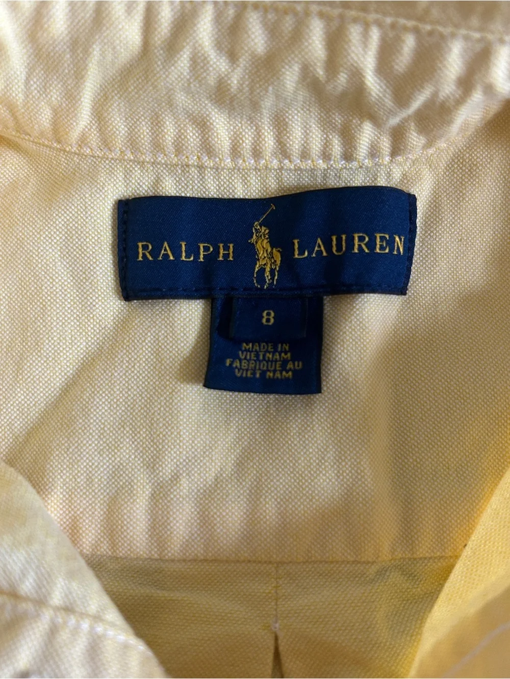Ralph Lauren Kids Classic Button-Down Oxford Shirt Yellow Size 8 Preppy Designer